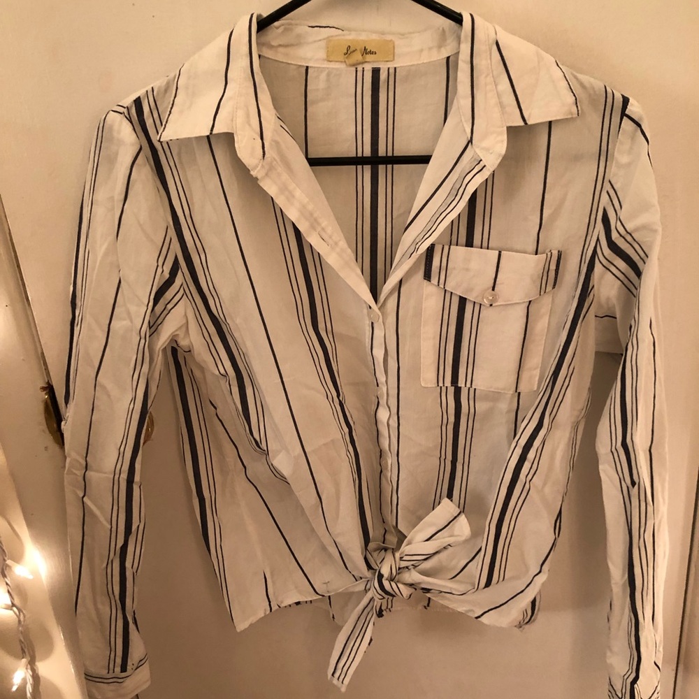 Striped blouse with tie front